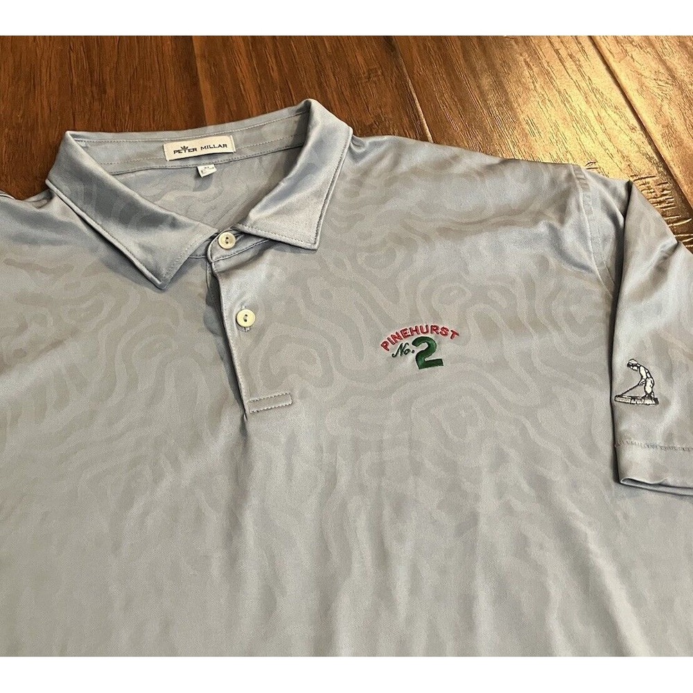 Peter Millar Polo Men's XL Carl Topography Performance Jacquard Gray Pinehurst 2